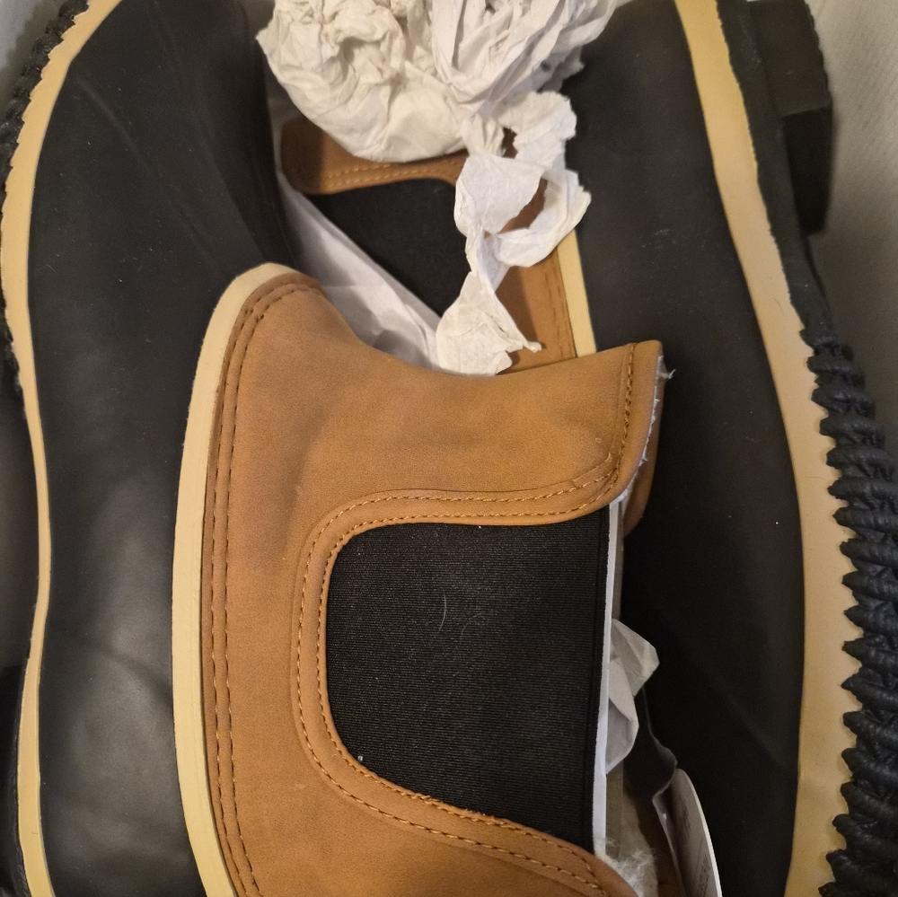 Stylish Black and Tan Womens Waterproof Boots